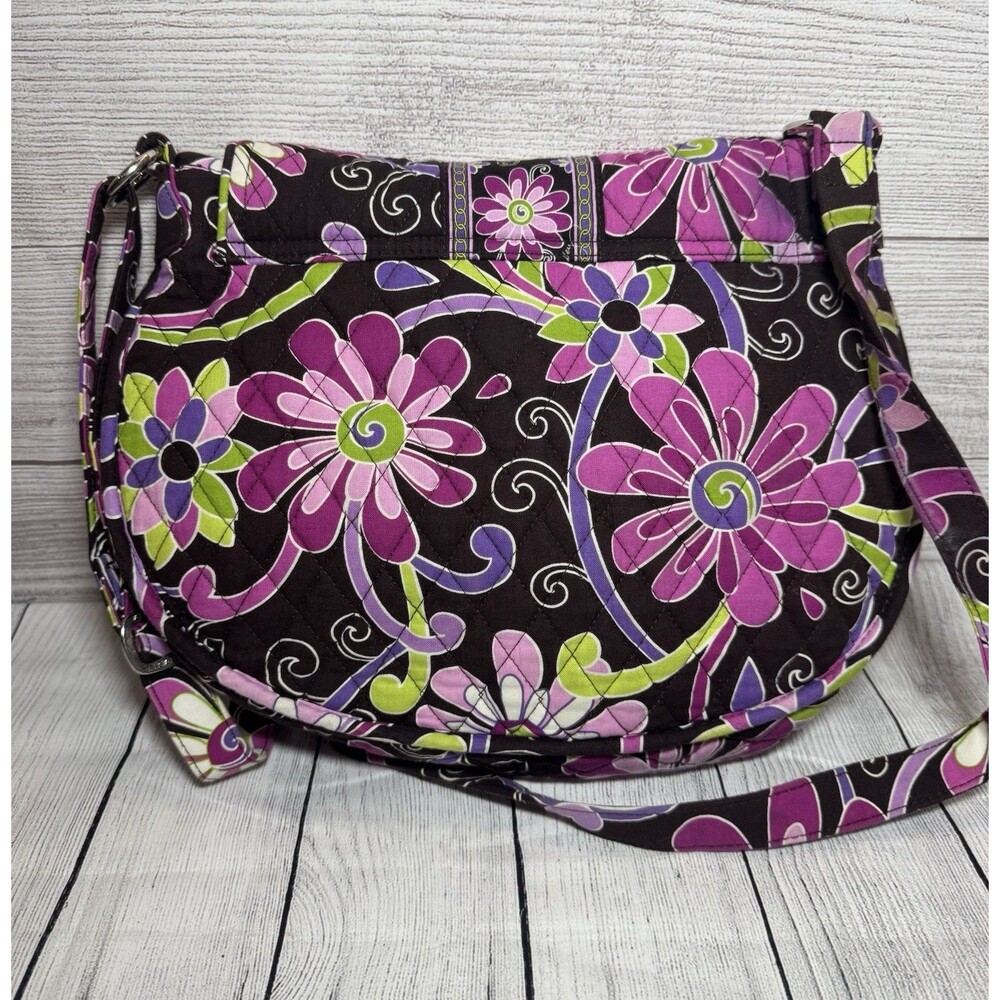 Vera Bradley Little Betsy Saddle Up Sling Crossbody Bag Brown & Purple Floral - Picture 2 of 9